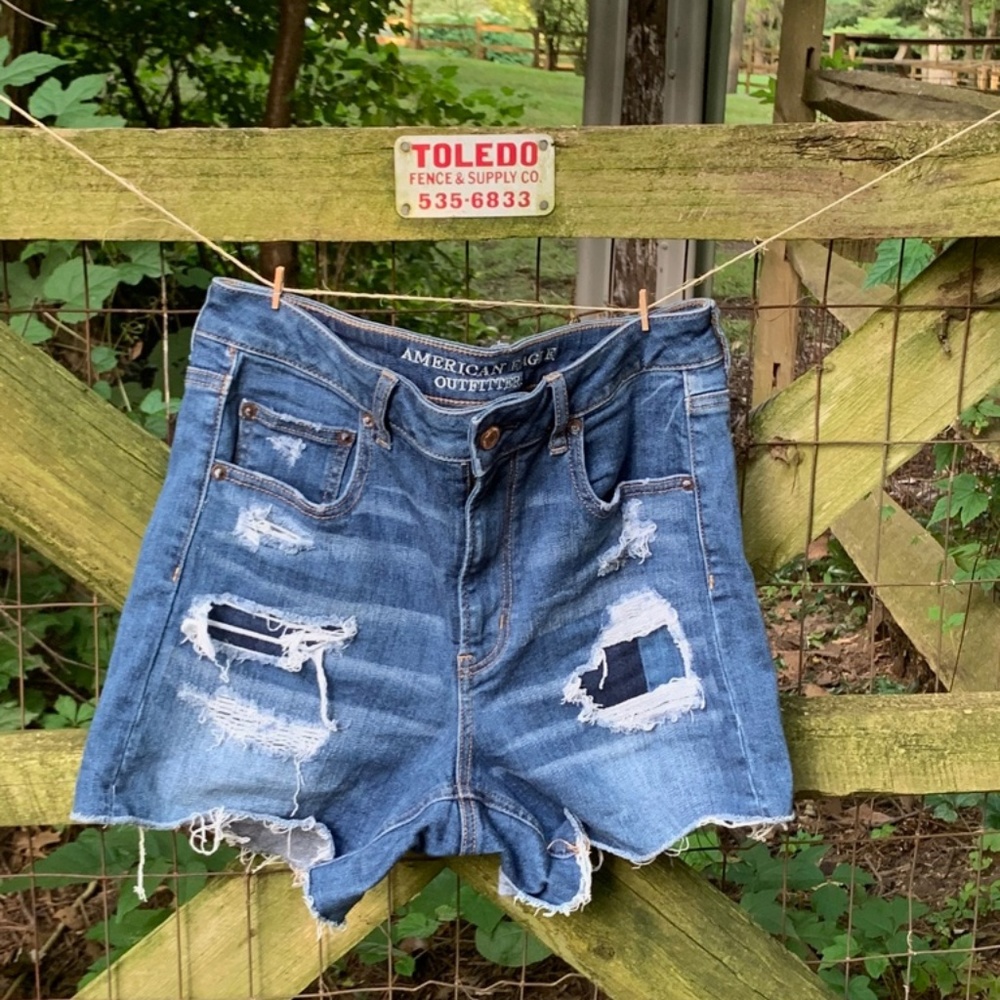 American Eagle Cutoff Shorts with Patches